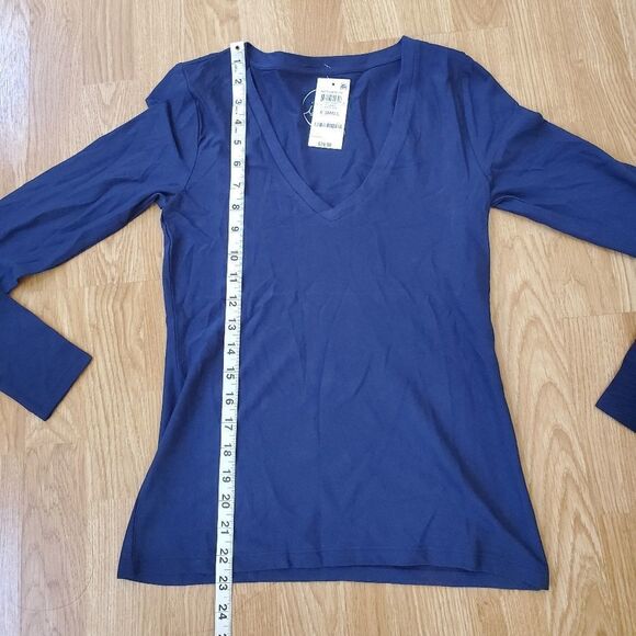 INC Cotton V-Neck Long Sleeve Tee size XS in Blue -NEW - Picture 10 of 13